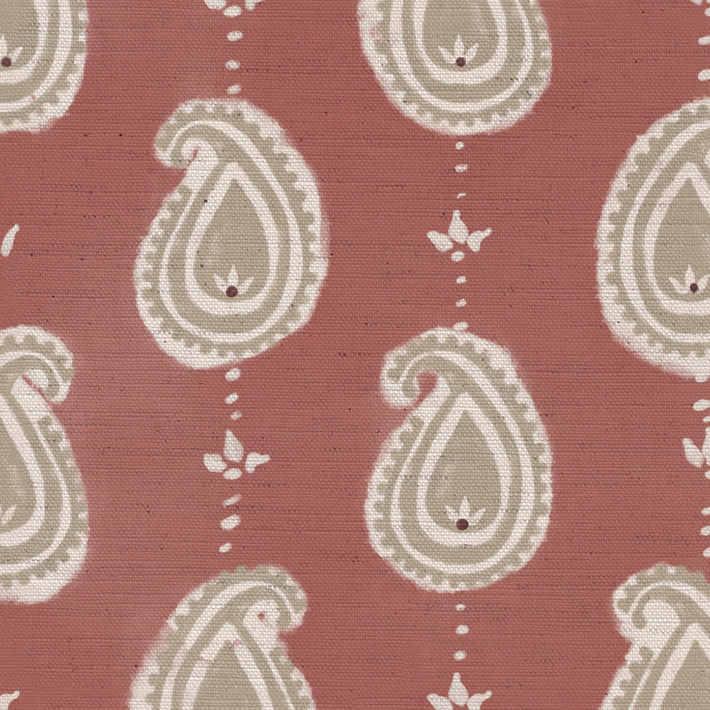 Paisley linen cotton union fabric in Pink