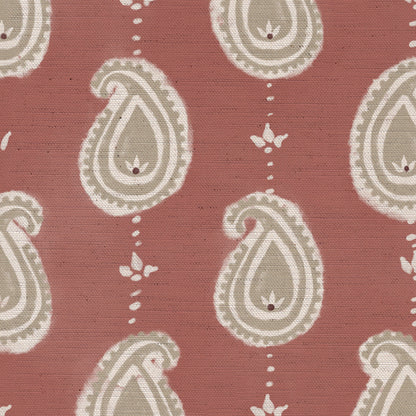 Paisley linen cotton union fabric in Pink