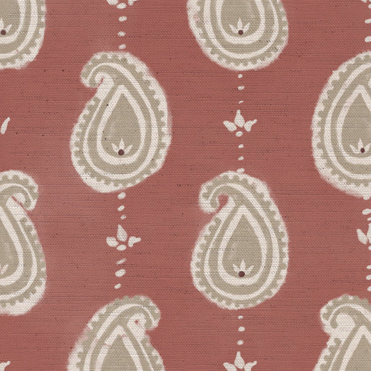 Paisley linen cotton union fabric in Pink