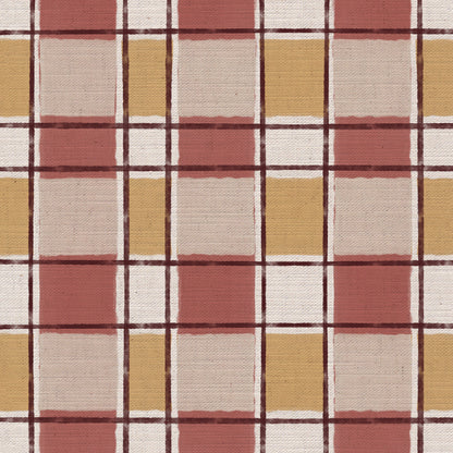 Artistic Check Upholstery Fabric in pink and yellow