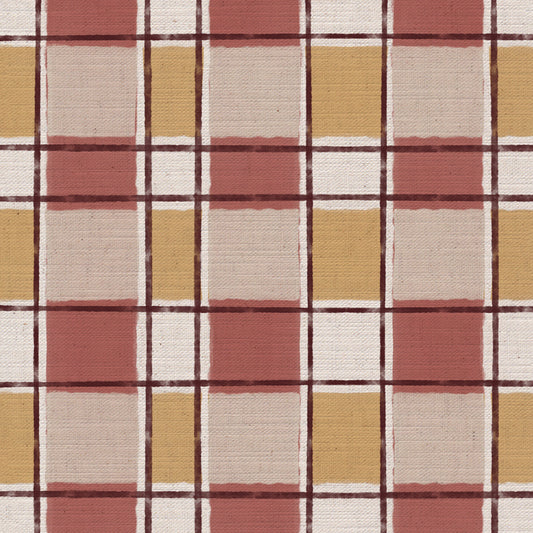 Artistic Check Upholstery Fabric in pink and yellow