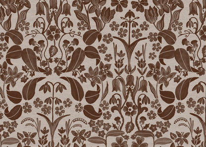 Glenwhisper Garden printed cotton, linen union fabric in Brown