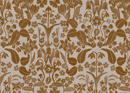 Glenwhisper Garden printed cotton, linen union fabric in Gold