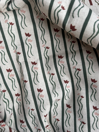 Jive Stripe Fabric in Nutmeg and Green