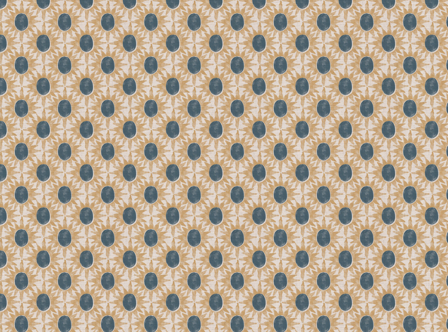 Little Sunburst cotton linen union fabric blue and yellow