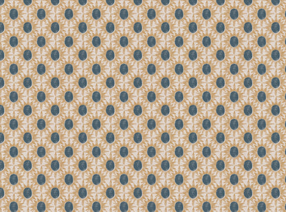 Little Sunburst cotton linen union fabric blue and yellow
