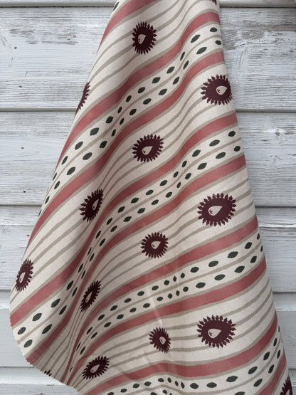 Field Flower Stripe linen cotton union fabric in Pink