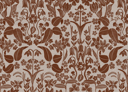 Glenwhisper Garden printed cotton, linen union fabric in Rust