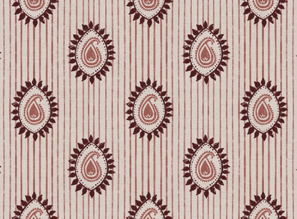 Field flower Paisley linen cotton union fabric in Pink