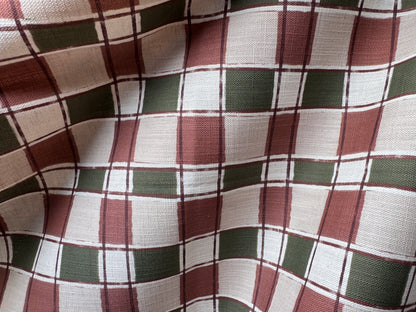 Artistic Check Upholstery Fabric in terracotta and olive green