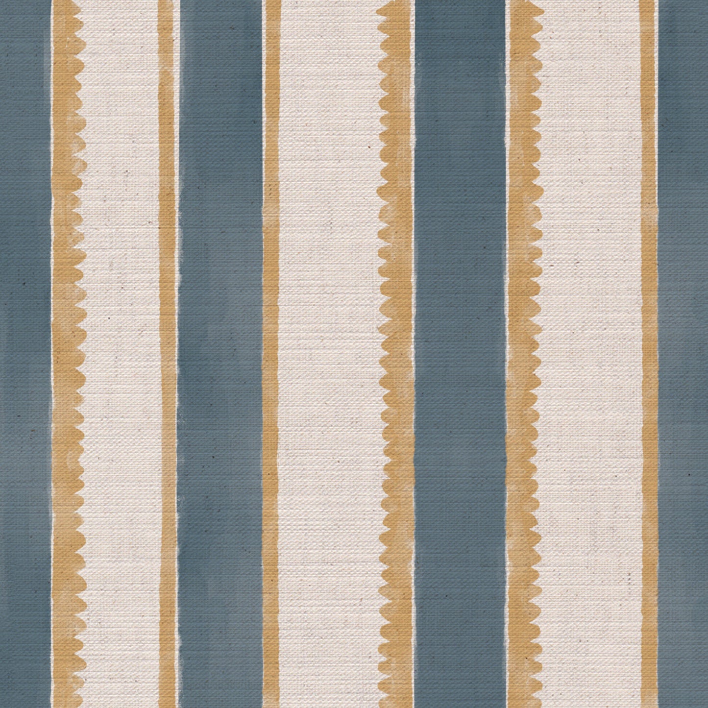 Sunburst Stripe linen cotton union in blue and yellow