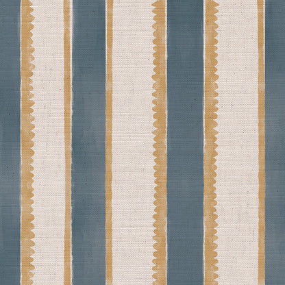 Sunburst Stripe linen cotton union in blue and yellow