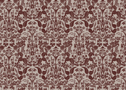 Glenwhisper Garden printed cotton, linen union fabric in Raspberry