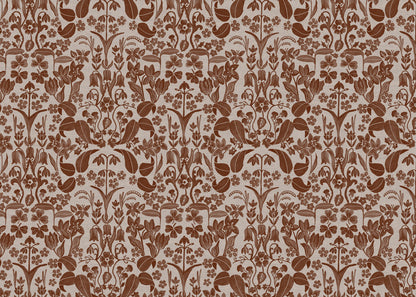 Glenwhisper Garden printed cotton, linen union fabric in Rust
