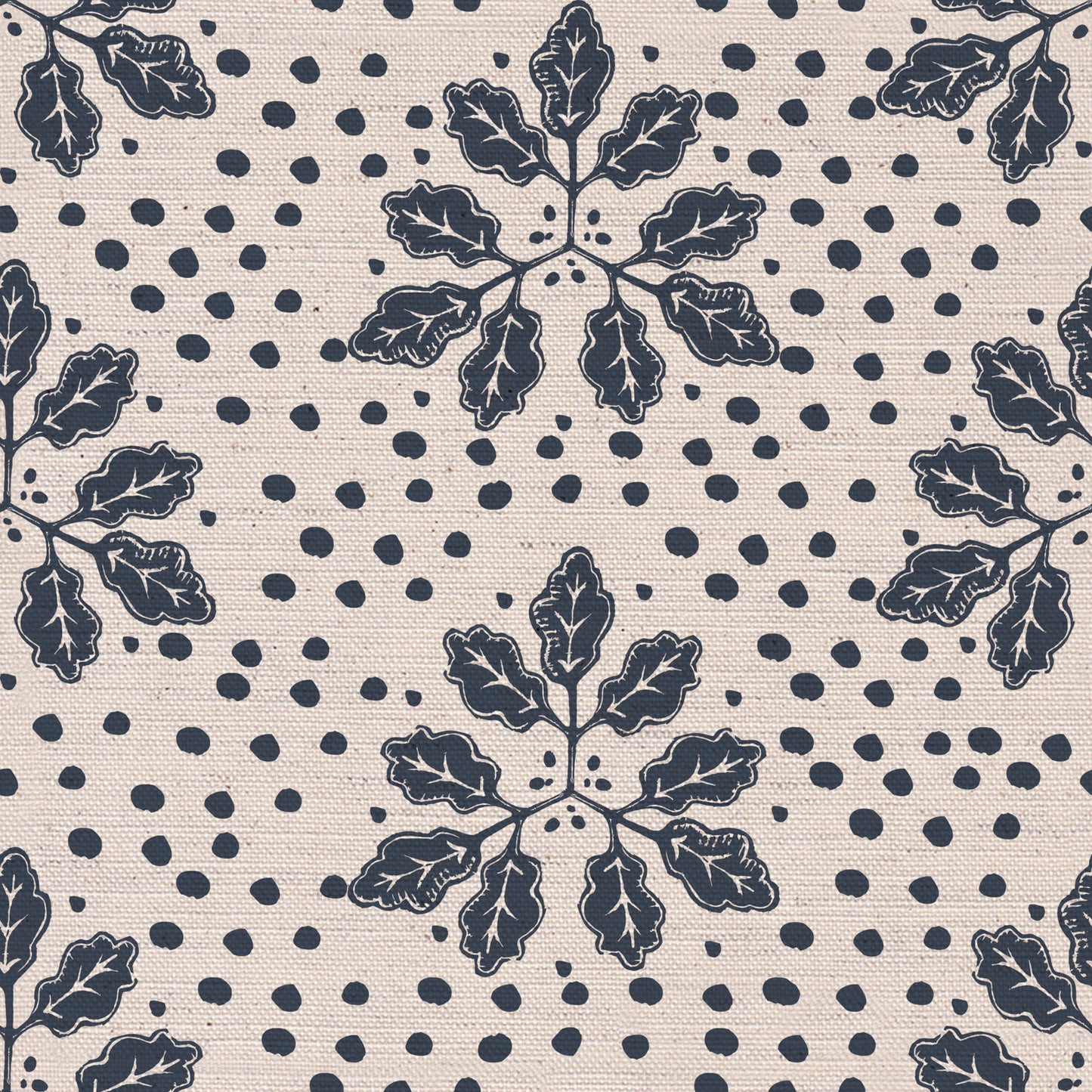 Autumn’s End Fabric printed cotton, linen union fabric Navy Blue