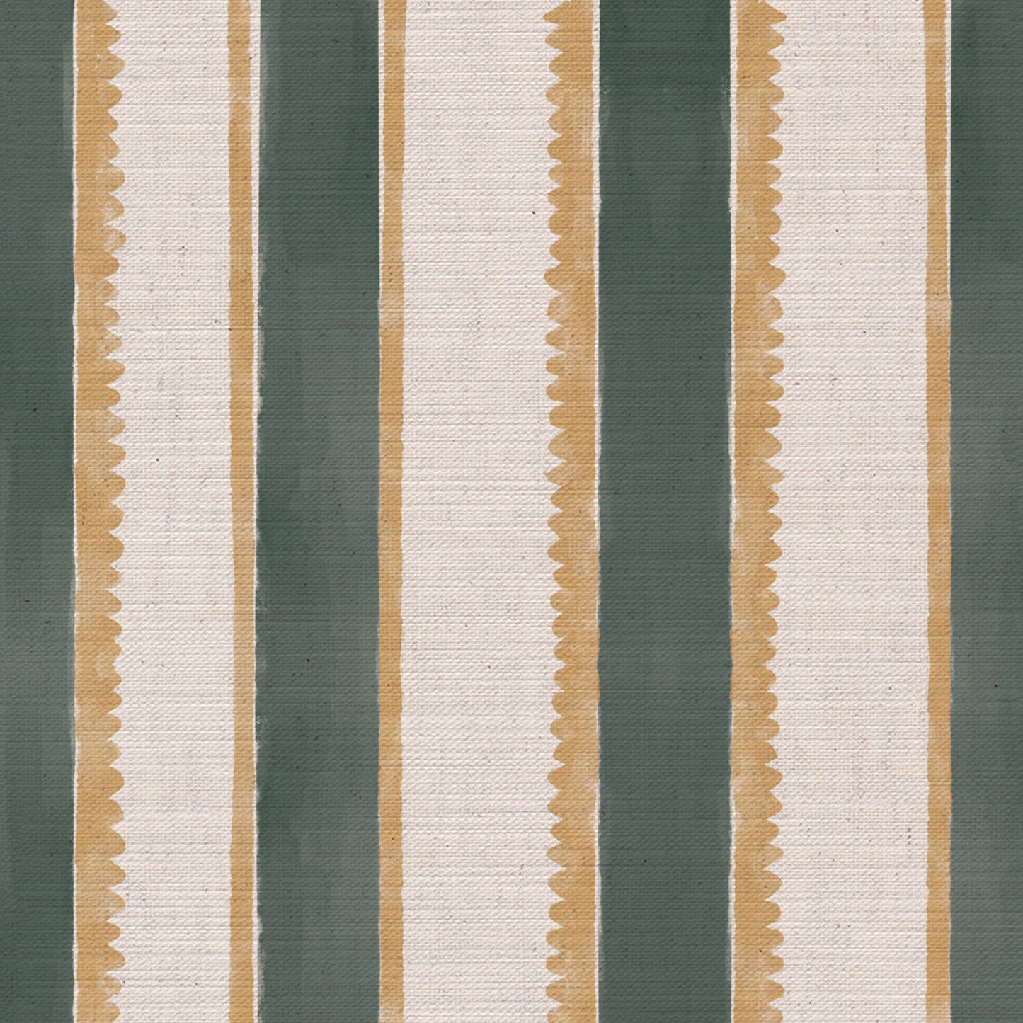 Sunburst Stripe linen cotton union in sea green and yellow