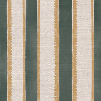 Sunburst Stripe linen cotton union in sea green and yellow