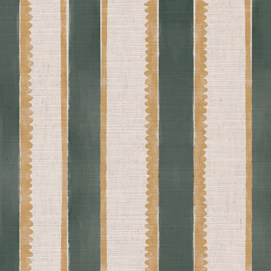 Sunburst Stripe linen cotton union in sea green and yellow
