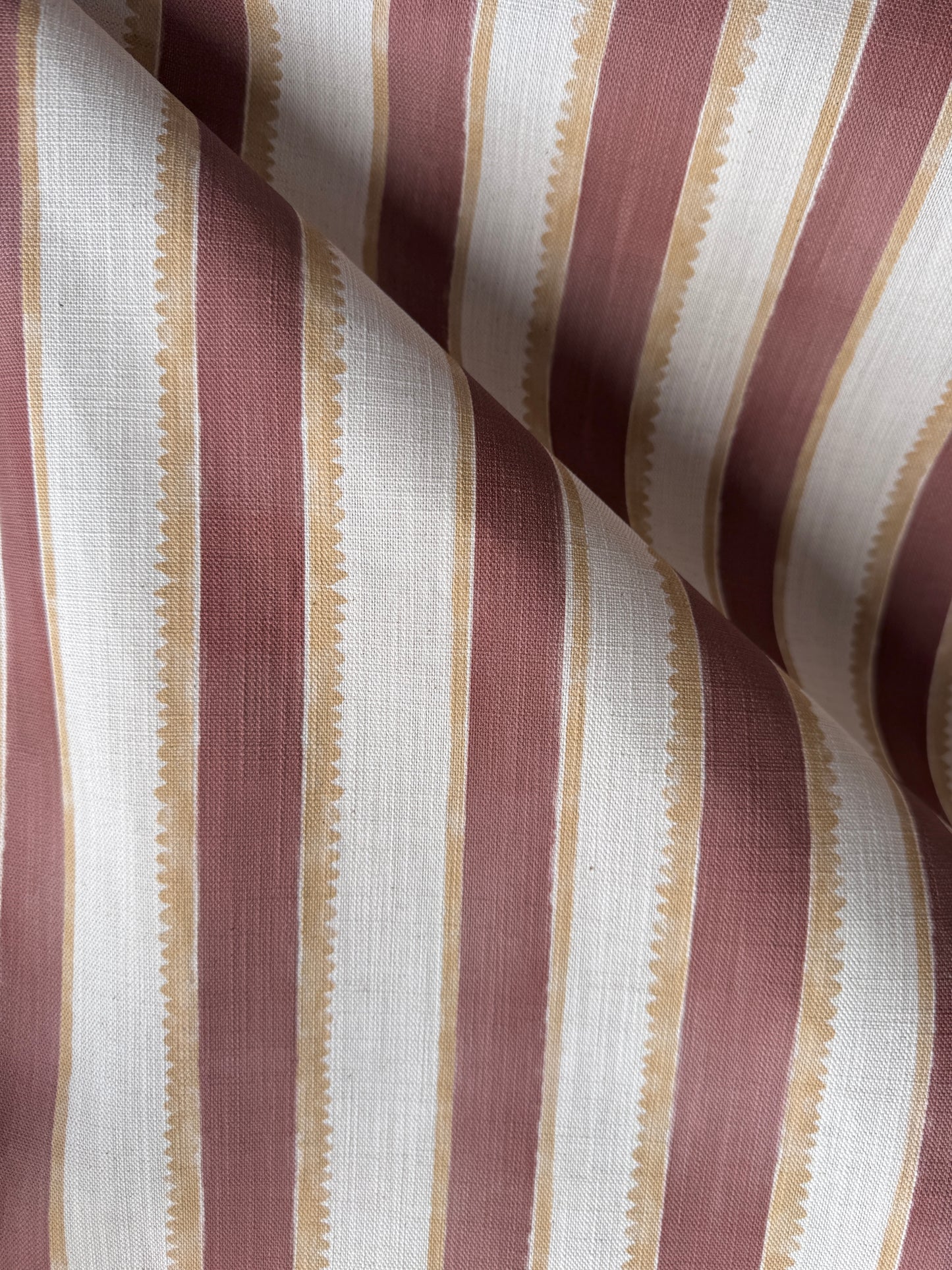 Sunburst Stripe linen cotton union in terracotta and yellow