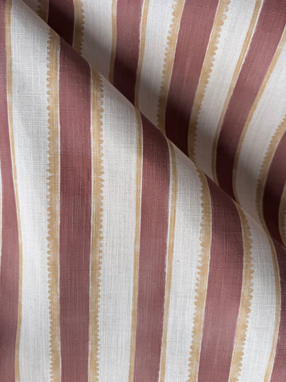 Sunburst Stripe linen cotton union in terracotta and yellow