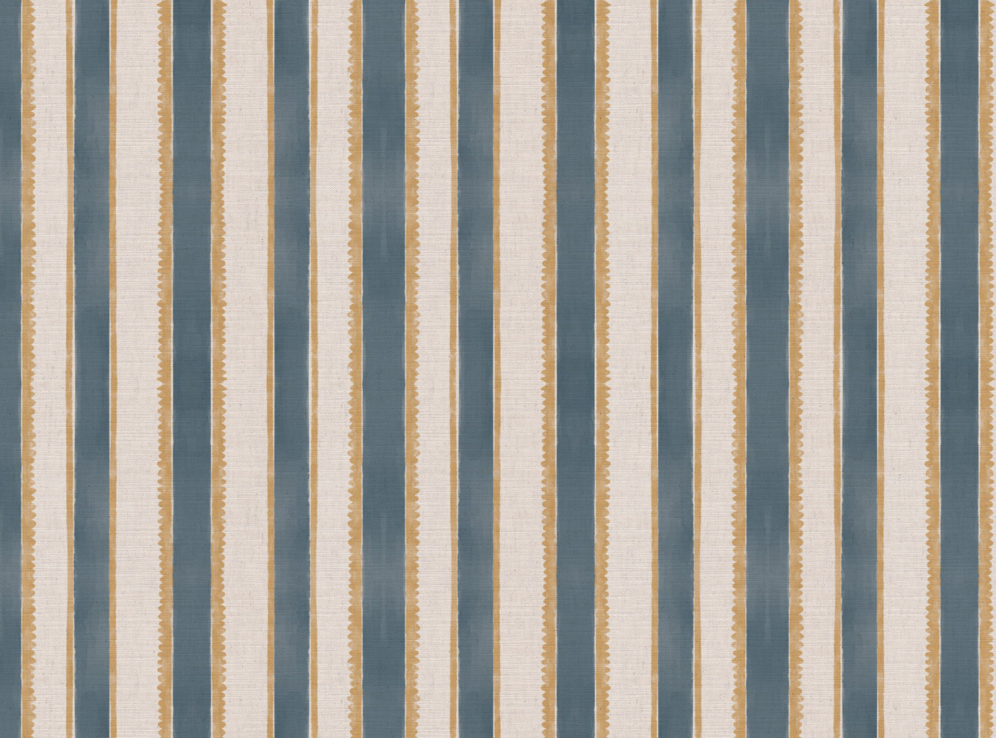Sunburst Stripe linen cotton union in blue and yellow
