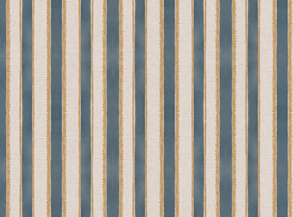 Sunburst Stripe linen cotton union in blue and yellow