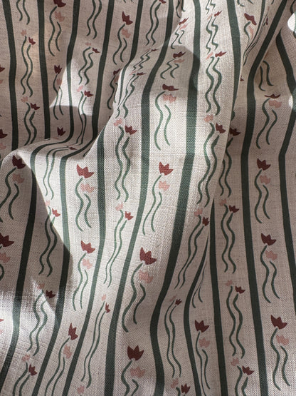Jive Stripe Fabric in Nutmeg and Green