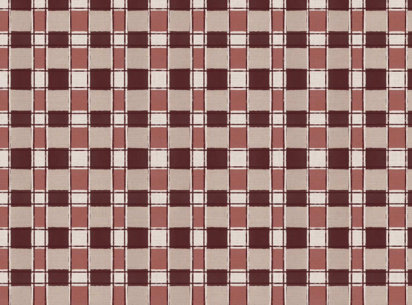 Artistic Check Upholstery Fabric in burgundy and pink