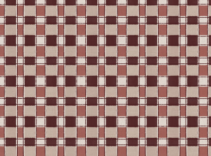 Artistic Check Upholstery Fabric in burgundy and pink