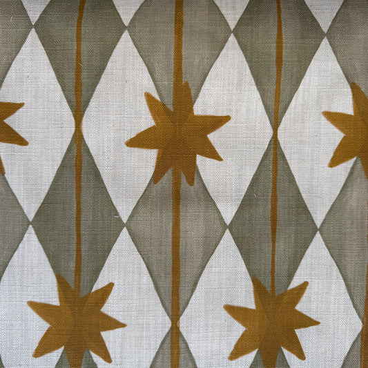 Starfall Upholstery printed cotton, linen union fabric in Green