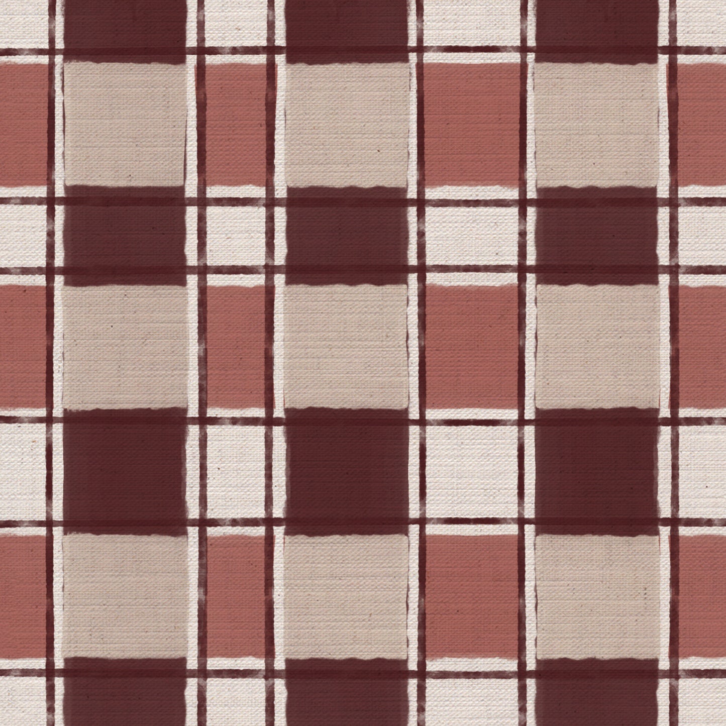 Artistic Check Upholstery Fabric in burgundy and pink
