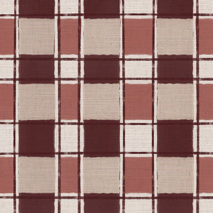 Artistic Check Upholstery Fabric in burgundy and pink
