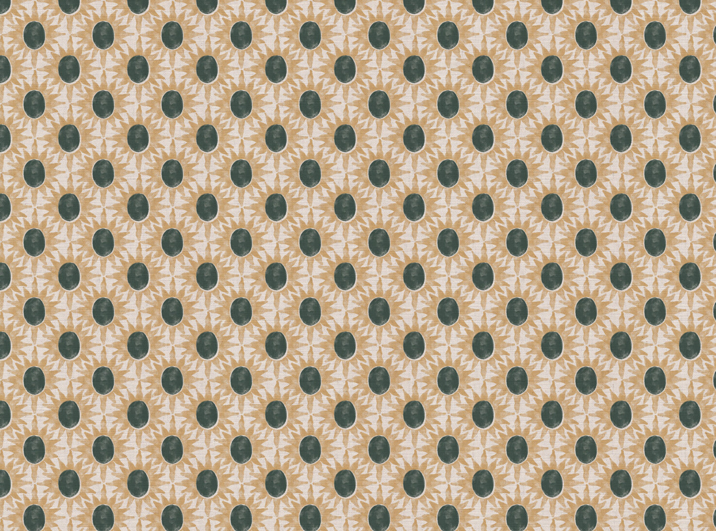 Little Sunburst cotton linen union fabric sea green and yellow