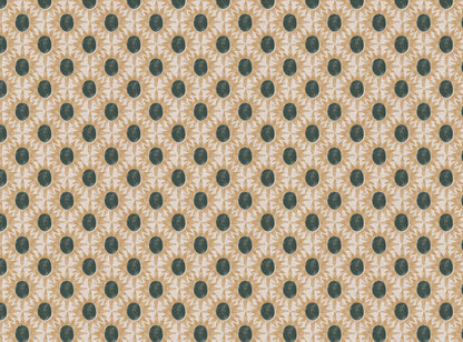 Little Sunburst cotton linen union fabric sea green and yellow