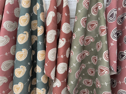 Paisley linen cotton union fabric in Pink