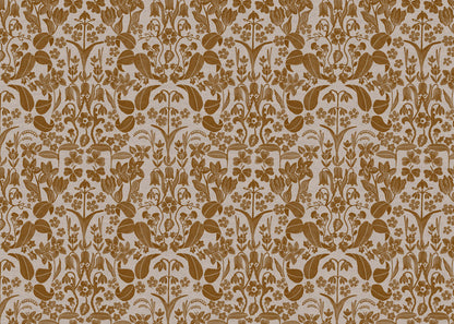 Glenwhisper Garden printed cotton, linen union fabric in Gold