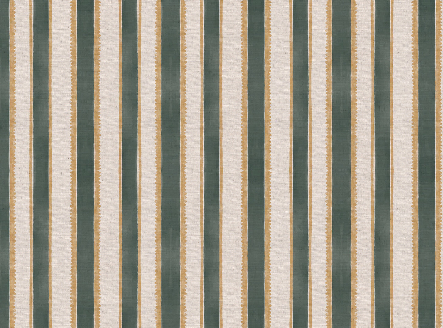 Sunburst Stripe linen cotton union in sea green and yellow
