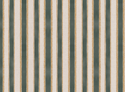 Sunburst Stripe linen cotton union in sea green and yellow