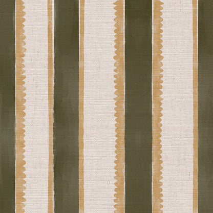 Sunburst Stripe linen cotton union in olive green and yellow