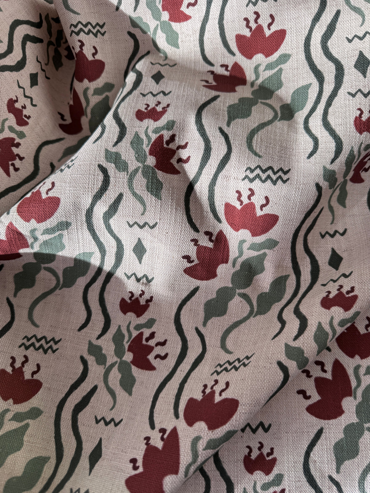 Meadow Jive Fabric in Red