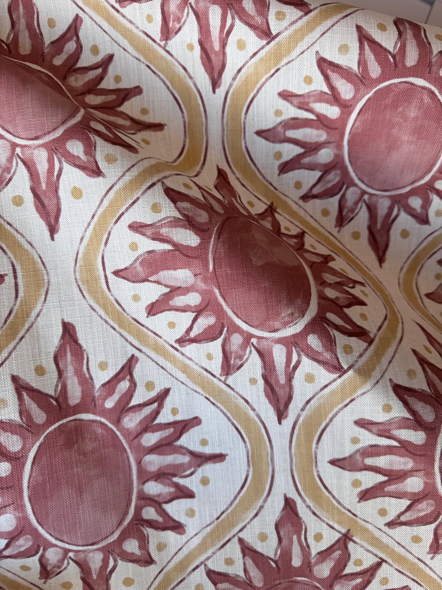 Sunburst linen cotton union in pink and yellow
