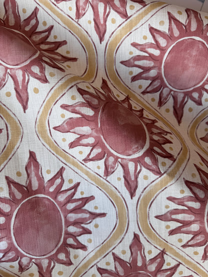 Sunburst linen cotton union in pink and yellow