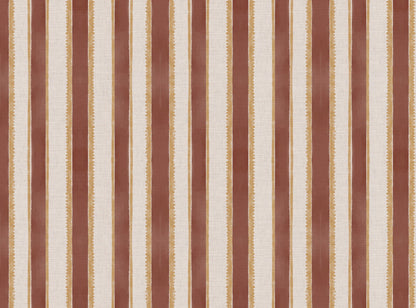 Sunburst Stripe linen cotton union in terracotta and yellow