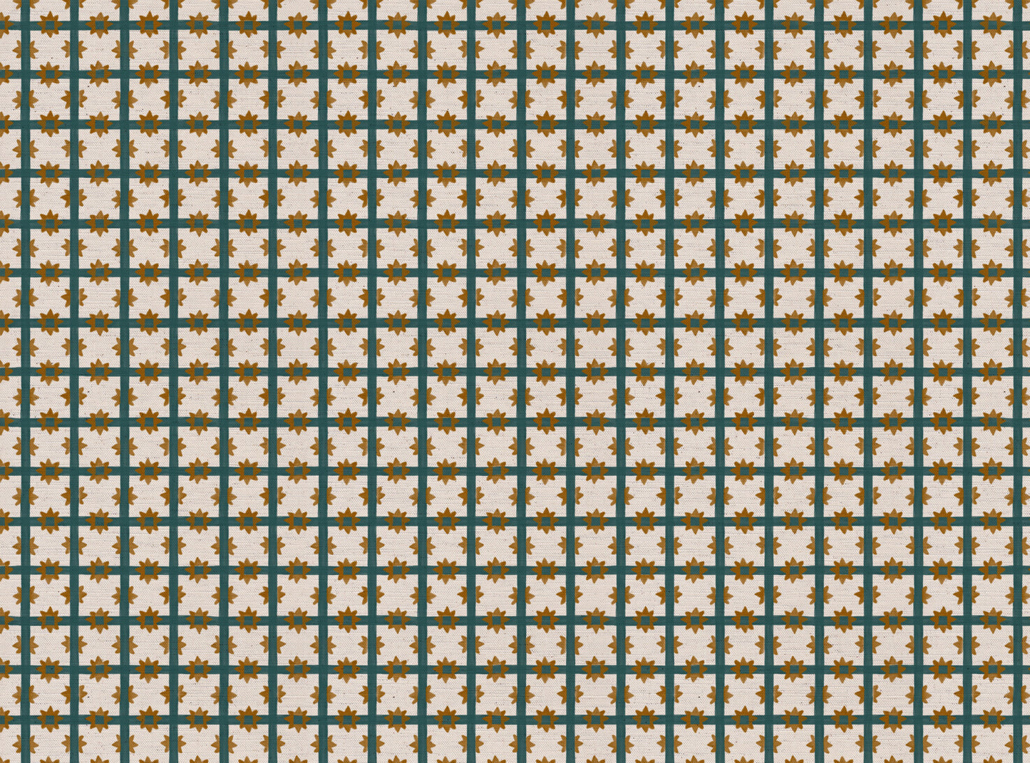 Starfall Check printed cotton, linen union fabric in Blue