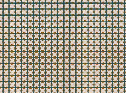 Starfall Check printed cotton, linen union fabric in Blue