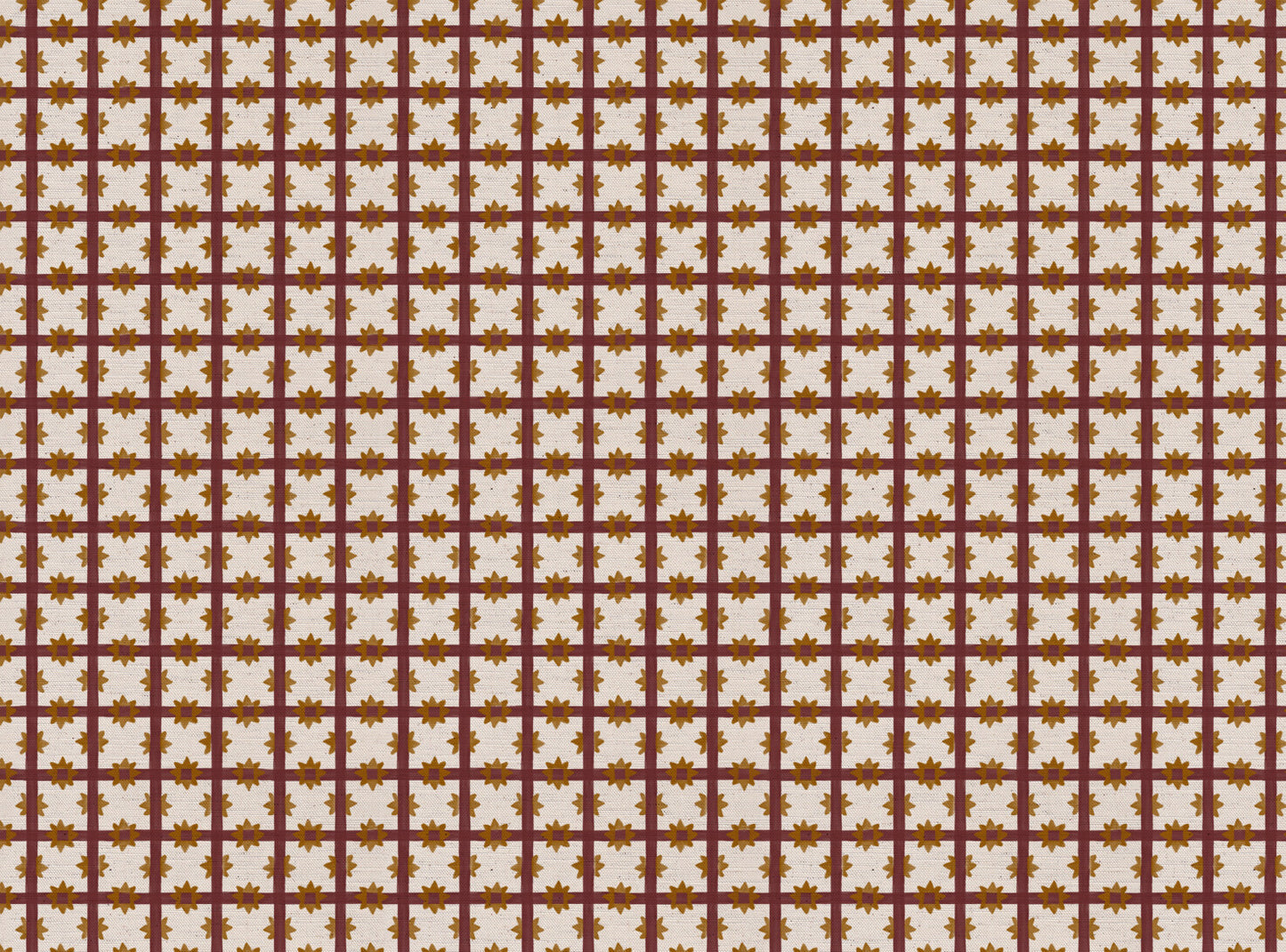 Starfall Check printed cotton, linen union fabric in Raspberry