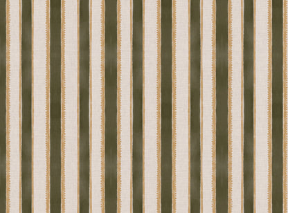 Sunburst Stripe linen cotton union in olive green and yellow