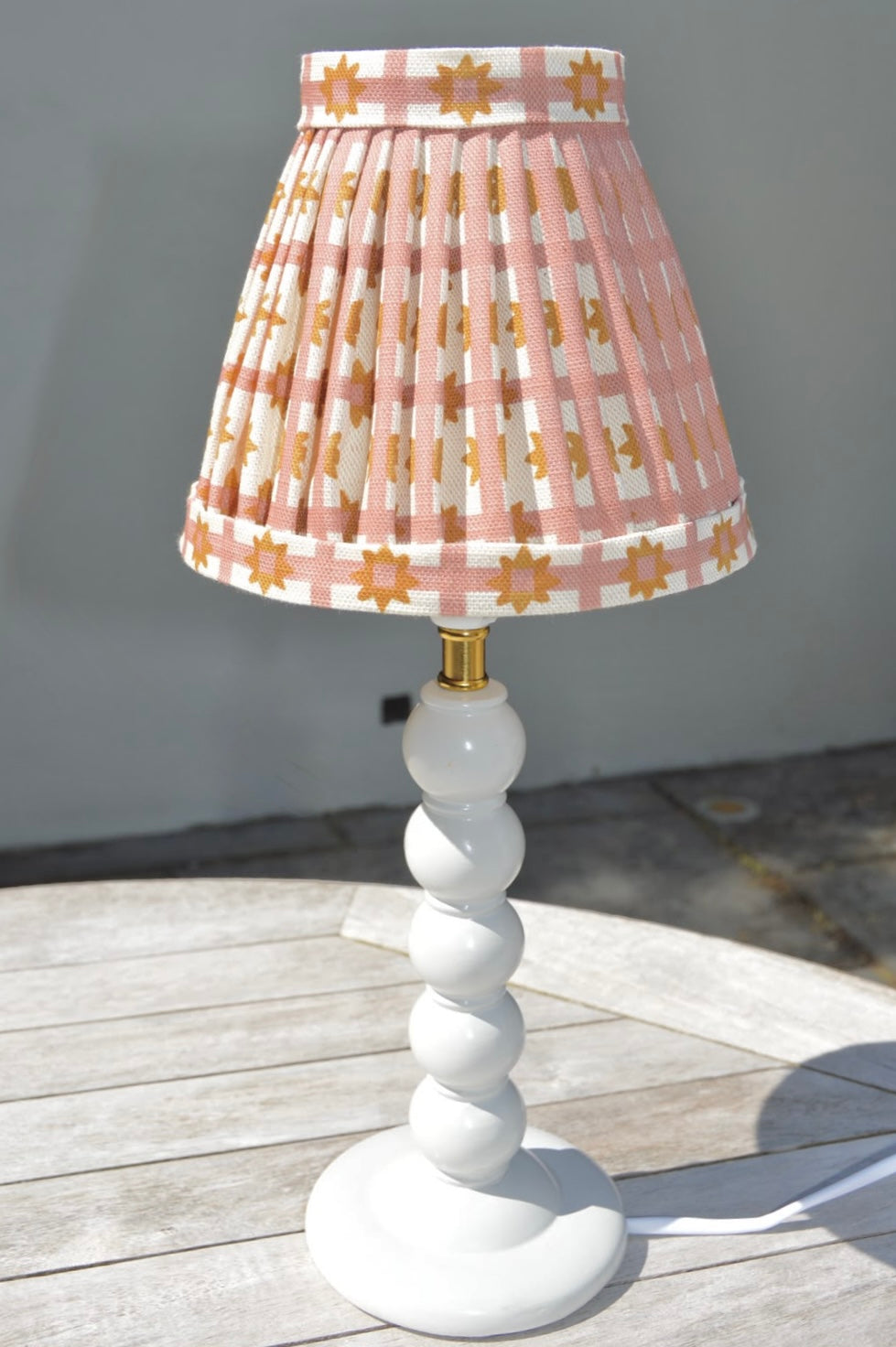 Starfall Check gathered lampshade in Pink