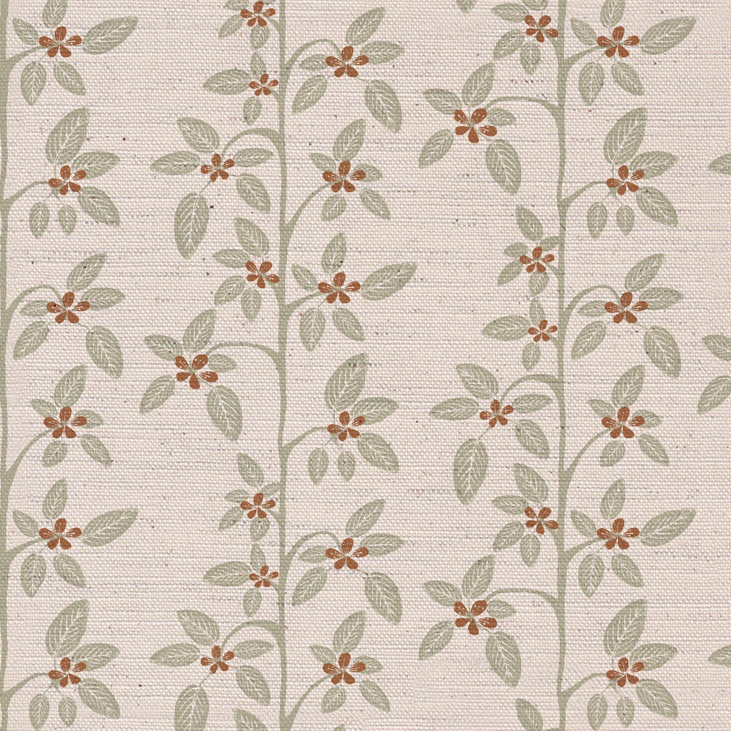 Petite Apple Blossom printed cotton, linen union fabric in Amber