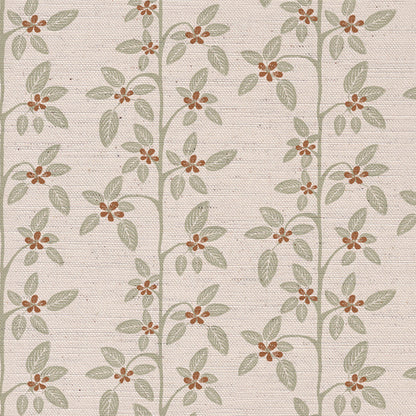 Petite Apple Blossom printed cotton, linen union fabric in Amber